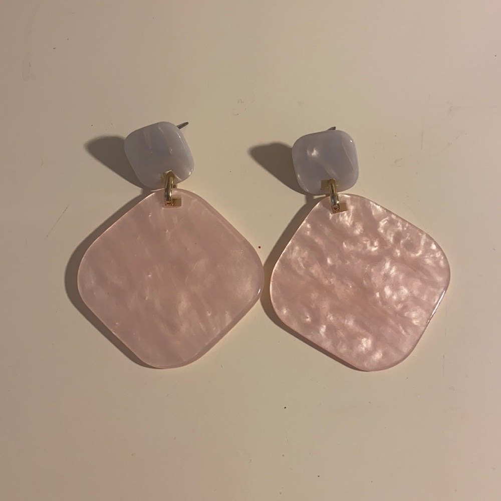 Pink and white chunky earrings